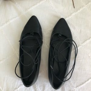 Black lace up flats AE